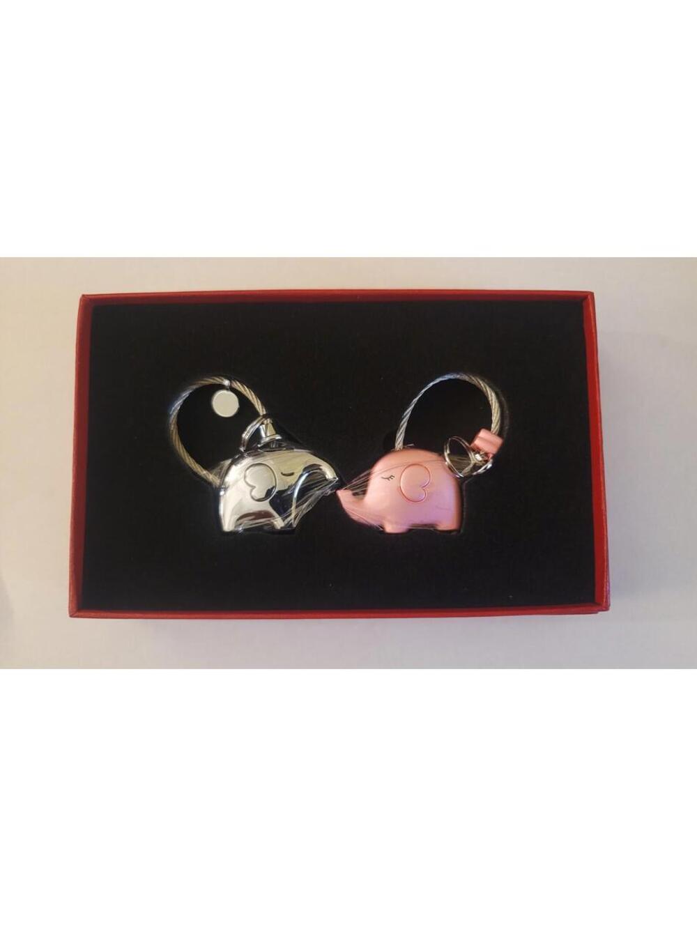 MILESI - Elephant Couples Keychains/Keyring Gift Set - Pink and Silver New